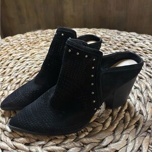 Western Black Suede Mules